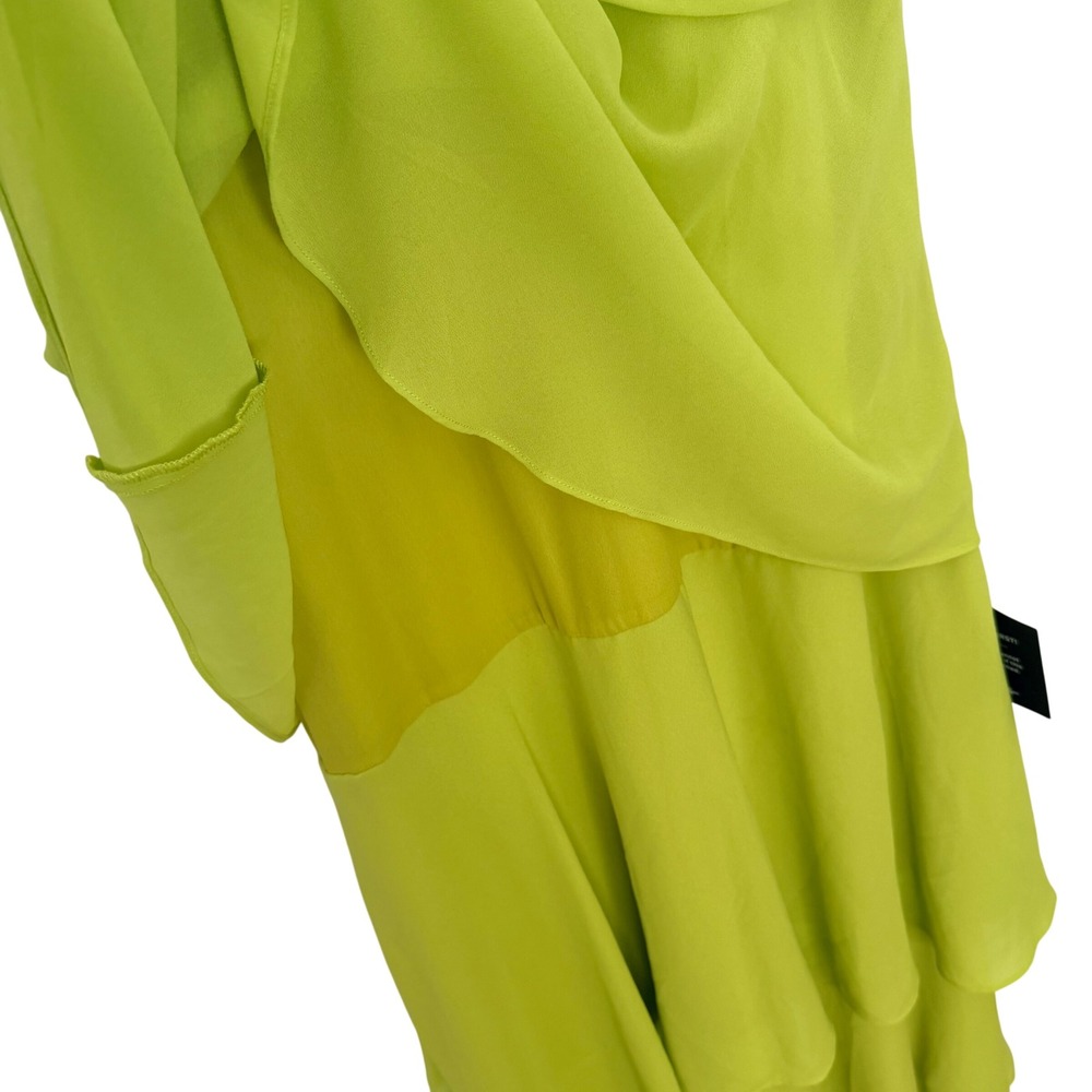 Lulu's Neon Lime Tiered V-Neck Prom Dress - Picture 11 of 16